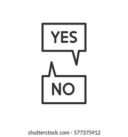 Speech bubbles with the words yes and no