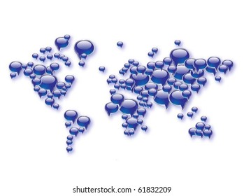 speech bubbles world map