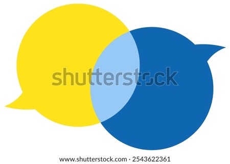 speech bubbles in yellow and blue, symbolize communication, dialogue, and connection, representing conversation, business deals, friendships, and motivation