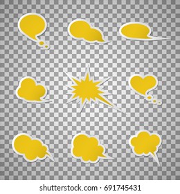 Speech bubbles of yellow color isolated on transparent background