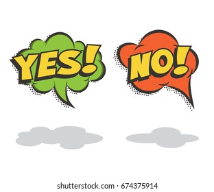 Speech bubbles YES and NO. Vector comic book elements.