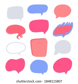 Burbujas de voz para el diseño de los carteles. Plantilla dibujada a mano para contenido de medios sociales