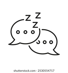 Bolhas De Fala Com Ícone De Linha ZZZ. Símbolo de Estrutura de Tópicos de Conversa com Sono. Comunicação cansada. Traço editável. Ilustração de vetor isolada.