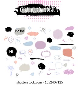 Speech bubble,stickers,arrows sign, icon set isolated on a white background 