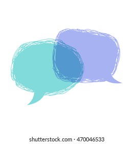 Speech bubbles.Vector talking bubble hand draw blue and purple isolated on a white background communication sign