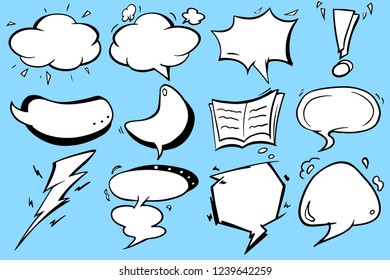 Speech buble graphic vector design with blue background. Combination and mix styles of speech icon