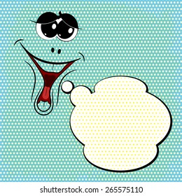 Speech Buble with the laughing face  in Pop-Art Style