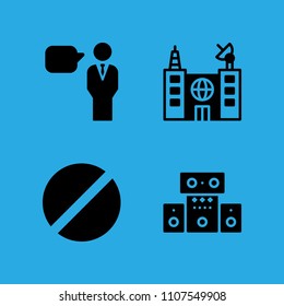 speech, building, sound system and prohibited icons vector in sample icon set for web and graphic design