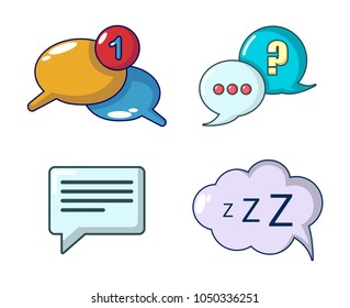 Speech bulb icon set. Cartoon set of speech bulb vector icons for web design isolated on white background