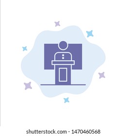 Speech, Business, Conference, Event, Presentation, Room, Speaker Blue Icon on Abstract Cloud Background. Vector Icon Template background