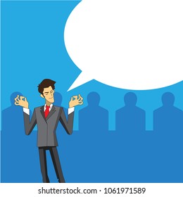 Speech of the businessman.