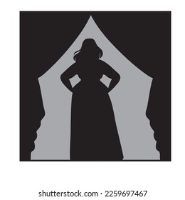 Speech by an opera singer on stage. Vector illustration.