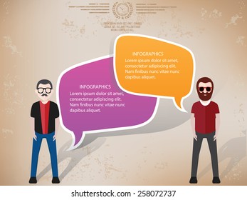 Speech character design on old paper background,grunge vector