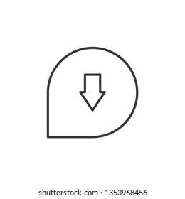 Speech Chat Bubble, Download, Down modern simple clear flat outline vector icon, symbol