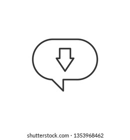 Speech Chat Bubble, Download, Down modern simple clear flat outline vector icon, symbol
