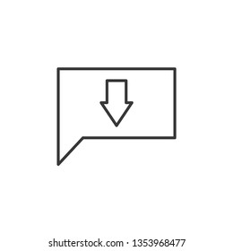 Speech Chat Bubble, Download, Down modern simple clear flat outline vector icon, symbol