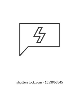 Speech Chat Bubble, Energy, Flash modern simple clear flat outline vector icon, symbol