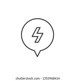 Speech Chat Bubble, Energy, Flash modern simple clear flat outline vector icon, symbol