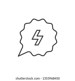 Speech Chat Bubble, Energy, Flash modern simple clear flat outline vector icon, symbol