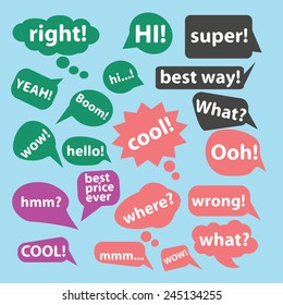 speech, chat, bubble icons, signs, illustrations set, vector
