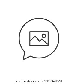 Speech Chat Bubble, Picture modern simple clear flat outline vector icon, symbol