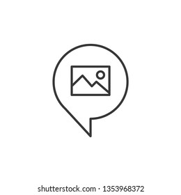 Speech Chat Bubble, Picture modern simple clear flat outline vector icon, symbol