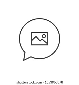 Speech chat bubble, picture modern simple clear flat outline vector icon, symbol
