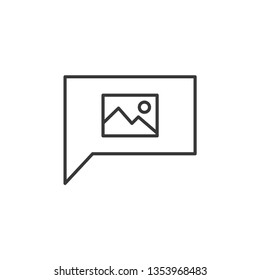 Speech Chat Bubble, Picture modern simple clear flat outline vector icon, symbol