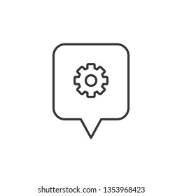 Speech Chat Bubble, Settings modern simple clear flat outline vector icon, symbol