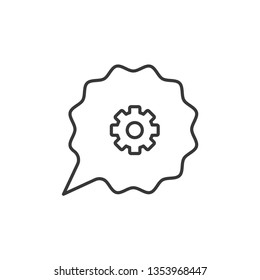 Speech Chat Bubble, Settings modern simple clear flat outline vector icon, symbol