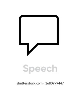 Speech chat message icon. Editable line vector. Bubble symbol. Single pictogram.