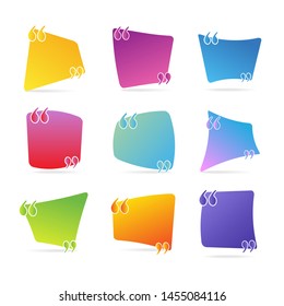 Speech citation balloons, remark frame vector set. Quote text design info boxes 