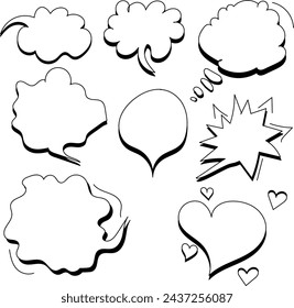 Speech cloud bubble design for text, thought, conversation, message, dialogue. Empty text box with bubbles
