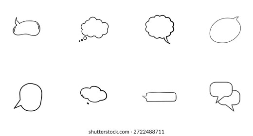 Conjunto de burbujas de la nube de discurso Vector e ilustración de arte de línea de contorno 