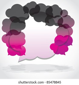 Speech cloud collection purple and black, vector
