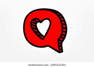 Speech cloud with heart hole. Vector doodle illustration
