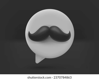 Speech cloud with male moustache. 3d vector isolated illustration