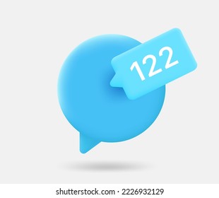 Speech cloud with new messages counter. 3d vector isolated illustration