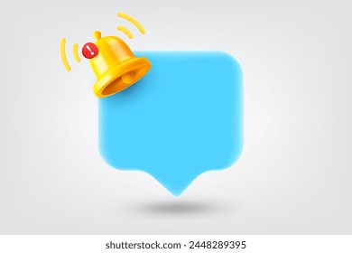 Speech cloud with notification bell. 3d vector illustration 