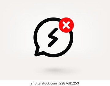Speech cloud pictogram with ban mark. 3d vector icon