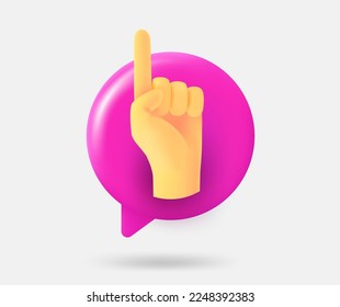 Speech cloud with pointing gesture. 3d vector isolated illustration