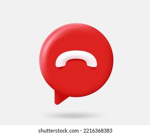 Speech cloud with stop telephone call sign. 3d vector isolated illustration