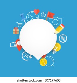 Speech cloud template with different icons. Add your content on it
