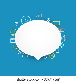 Speech cloud template with different icons. Add your content on it