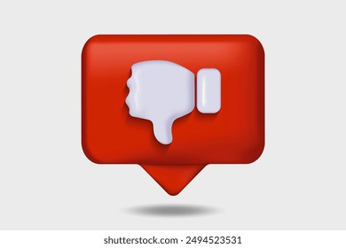 Speech cloud with thumbs down. Bad feedback concept. 3d vector 
