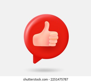 Speech cloud with thumbs up sign. Best choice concept. 3d vector isolated illustration