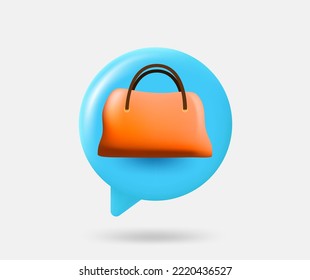 Speech cloud with travel bag. 3d vector isolated illustration