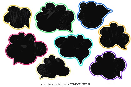 speech cloud vector set. Texture talking bubbles