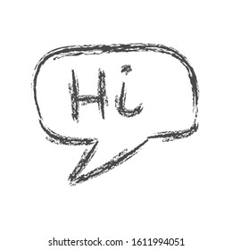 Speech cloud with the word Hi. Pencil sketch in the style of Doodle. Isolated on a white background. Vector illustrations for chats, messages, comics and theme design. flat style.