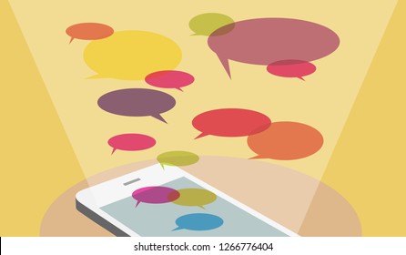 speech clouds coming out of the smartphone